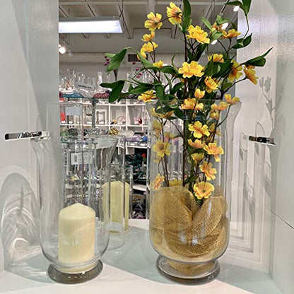 WGV Unique Bouquet Vase, 8" W, 15" H, Clear Tall Hurricane Glass Candle Holder, Floral Planter Terrarium, Home Wedding Event Decor, 1 Piece (VHV0815) - size: Hurricane 15"H