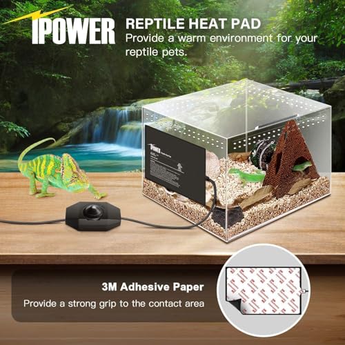 iPower 8 by 12 Inch Reptile Heating Pad with Temperature Adjustable Controller Knob, Under Tank Warmer Terrarium Heat Mat for Reptiles and Amphibians - size: 8 X 12 Inch, style: Heat Pad with Adjust Knob