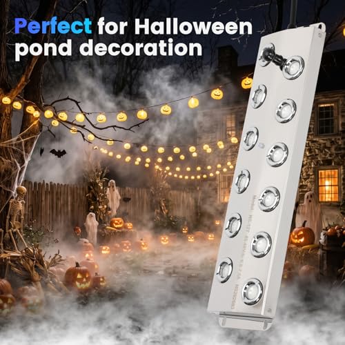 Ultrasonic Mist Maker Fogger 12 Heads, 9000ml/H 400W Pond Fogger with Float, IP67 Waterproof Power Supply, 304 Stainless Steel Ultrasonic Mister with Auto Shut-Off for Pond,Fountain,Garden,Halloween - size: 12 HEAD