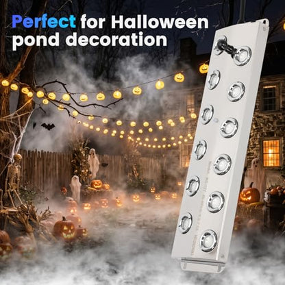 Ultrasonic Mist Maker Fogger 12 Heads, 9000ml/H 400W Pond Fogger with Float, IP67 Waterproof Power Supply, 304 Stainless Steel Ultrasonic Mister with Auto Shut-Off for Pond,Fountain,Garden,Halloween - size: 12 HEAD