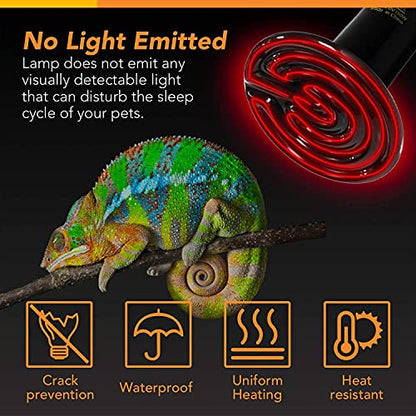 Simple Deluxe 150W Reptile Ceramic Heat Bulb with 8.5 Inch Clamp Lamp and Digital Thermostat Controller Combo Set for Incubating Chicken & Amphibian Pet, 2 Pack