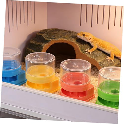 Kisangel 4pcs Small Reptile Water Fountain Automatic Plastic Water Dish for Tortoise Lizard Snake and Frog Terrarium Bowls Pet Feeder