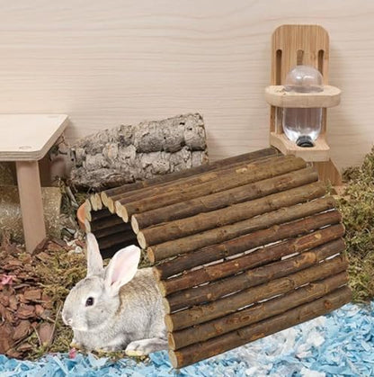 kathson Rabbit Wooden Bridge(20.0 x 11.8 inches),Guinea Pig Wood Tunnel Large Bunny Ladders Small Animal Flexible Hideout for Hamster Chinchillas Guinea Pig Hedgehog and Other Rodents - size: L (20.0 x 11.8 inches)