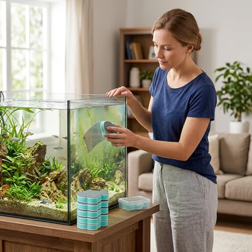 9PCS Fish Tank Scrubber, Aquarium Glass Cleaner Reusable Pads, Effective Tool for Fish Tank Glass Cleaning, Fish Tank Cleaning Brush