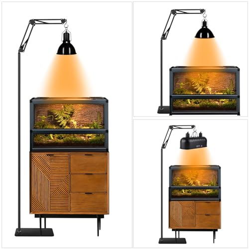 Heat Lamp Stand Reptile Light Stand Heat Lamp Holder | 360° Swing Arm, Height Adjustable 15.7 inch to 74.3 inch, Bearded Dragon, Turtles, Snake and Lizard Terrarium