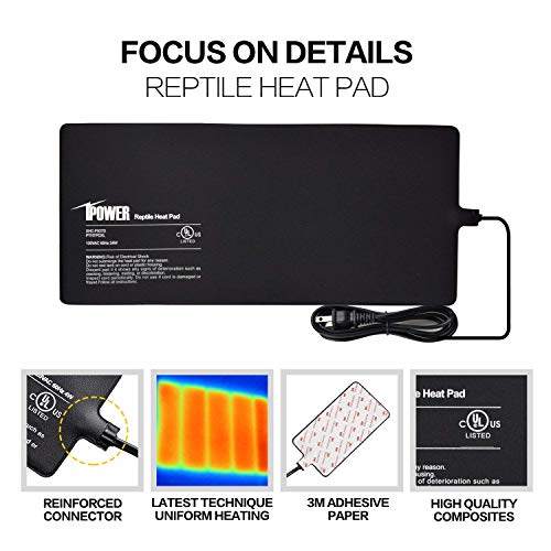 iPower 8X18 Inch Reptile Heat Pad Under Tank Heater Terrarium Warmer Heating Mat for Turtles Lizards Frogs and Other Small Animals - size: 8 X 18 Inch, style: Heat Pad