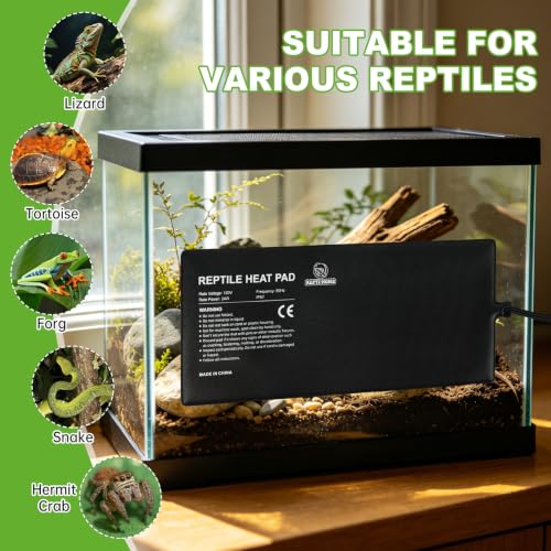 Reptile Heat Pad 8" X 18" 24W, Under Tank Heat Mat for Reptiles, Waterproof Hermit Crab Heating Pad for Terrarium, Snake, Turtle, Lizard - size: 8*18inch