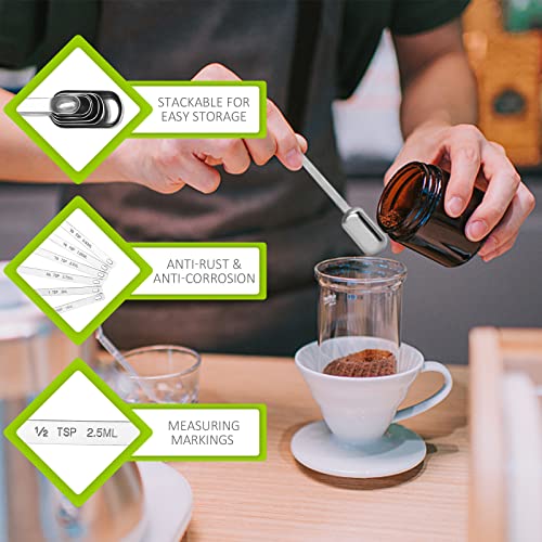3PCS 1/2TSP(2.5ML) Measuring Spoon, Stainless Steel Long Handle Teaspoons | High Precision, Food-Grade Stainless Steel, ‌Rust-Free, Dishwasher-Safe, Easy-Read Markings, Multi-Purpose, Sturdy & Durable - size: 1/2tsp|1/6tbsp|2.5ml