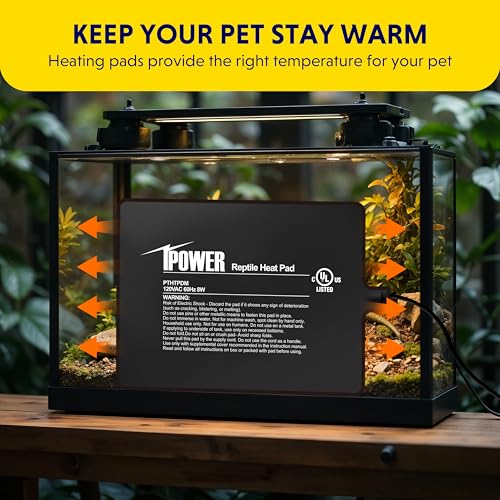 iPower 6x8 Inch Reptile Heating Pad with LCD Digital Aquarium Thermometer, Under Tank Heater Warmer Heat Mat for Turtles, Lizards, Frogs, Snakes - color: Black/Heat Pad + Thermometer, size: 6" x 8"