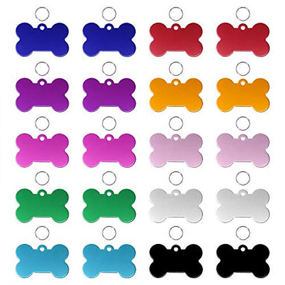 Aluminum Alloy Pet ID Tags 20Pcs Bone Shaped Blank Engraved Dog Cat Name Phone Number Identification Card Tags