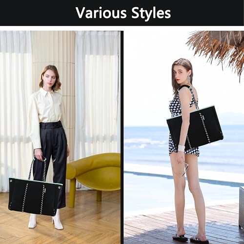 Hibala Neoprene Multipurpose Beach Bag,Gym/Travel/Pool Bag,Tote For Women&Men - color: Black