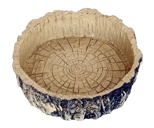 MODERNJOE'S Food/Water Dish for Reptiles, Amphibians and Other Little Critters Water/Food Bowl, Made from Premium Resin, Reptile Feeding Bowls for Lizard,Hermit Crab,Gecko,Tortoise - color: Brown