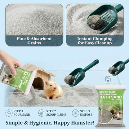 Sukh Hamster Desert Sand - Coarse Bedding Sand, Hamster Hides & Cleaning | Dust Free Sand Bath for Hamster, Guinea Pig, Chinchilla, Syrian Mice, Small Pet Cage Bedding Accessories,14oz apple scent - color: Grey