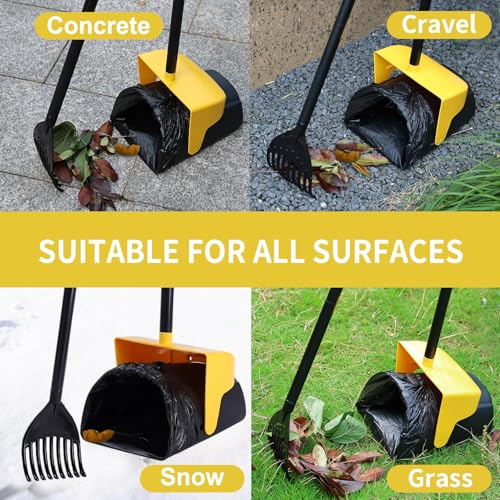 ienjoyed Pooper Scooper Large Swivel Bin & Rake with 160 Waste Bags,Heavy Duty Dog Pooper Scooper with Bag Attachment for Dogs, Long Handle Poop Scooper with Lid for Yard, Grass, Gravel(Yellow) - color: Yellow