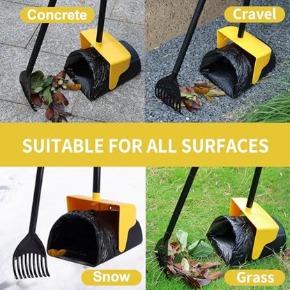 ienjoyed Pooper Scooper Large Swivel Bin & Rake with 160 Waste Bags,Heavy Duty Dog Pooper Scooper with Bag Attachment for Dogs, Long Handle Poop Scooper with Lid for Yard, Grass, Gravel(Yellow) - color: Yellow