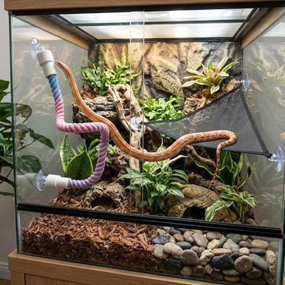 2PCS Snake Enrichment for Reptiles, Reptile Hammock, Two Piece Snake Hammock Set with Suction Cup and Small Size, Snake Hammock for Terrarium, Snake Enrichment with Cotton Rope and Suction Cup, Snake