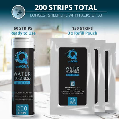 DoubleCheck Water Hardness Test Kit 200 Strips with Sample Cup - Hard Water Testing Strips (0-25 gpg / 0-425 ppm)