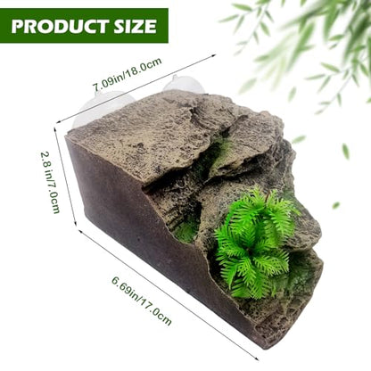 kathson Turtle Basking Platform with Suction Cup,Turtle Ramp Climbing Basking Platform Artificial Plants Decor Resting Basking Terrace Aquarium Ornament Rock for Frogs Lizards Bearded Dragon - style: Slope