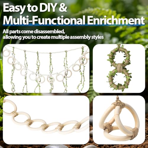 Harhana 12-Piece Snake Climbing Rings, Natural Wooden Rings for Corn Snake & Ball Pythons, Reptile Enclosure Accessories