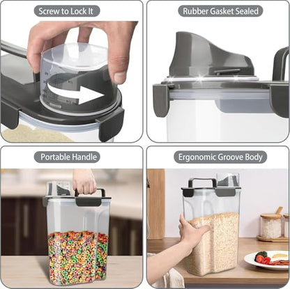 Rice Storage Containers, Airtight Cereal Containers Storage 20+10 lb Extra Large, BPA Free Rice dispenser with Pouring Spout, Pet Dog Cat Bird Food Container - color: 10lb+20lb grey