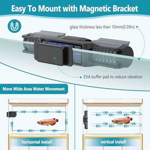 hygger Aquarium Gyre Wave Maker 1850GPH for 40-125 Gallon Fish Tank Cross-Flow Pump Adjustable Aquarium Water Circulation Powerhead 18W with Controller Magnetic Base - size: 1850GPH