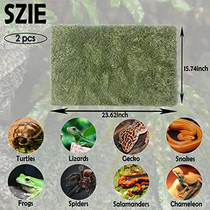 kathson 2 PCS Reptile Carpet Mat Terrarium Bedding Substrate Liner Mat Imitation Rainforest Crawler Mats for Snakes Bearded Dragon Gecko Chameleon Turtles Iguana（23.62 X 15.74 in） - color: 2PCS（XL）：23.62 X 15.74 in