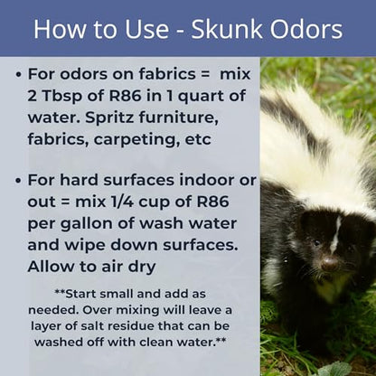R86 Industrial All-Out Odor Eliminator, Removes Dead Animal Odor, Skunk Odor, Urine, Poop, Musty Basement & More – Natural Formula, Use Wet or Dry, Biodegradable