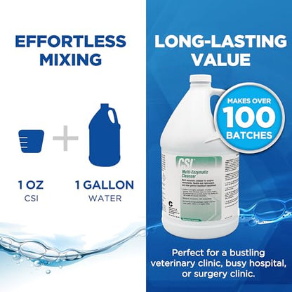 CSI Central Solutions Multi Enzymatic Cleanser - Hospital Grade Medical Instrument Cleaner for Presoak and Manual Processing, 1 Gal - Morning Mist - style: Morning Mist