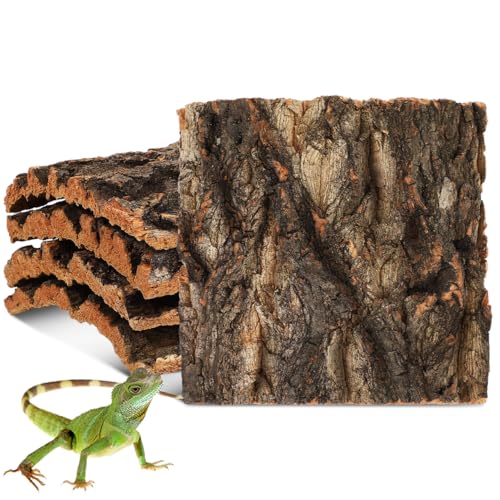 Garneck 5Pcs Reptile Terrarium Cork Bark Background - Natural Cork Wood for Reptile Tank Decor - Vivarium and Gecko Enclosure Background with Climbing and Hiding Features