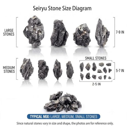HAELFMRI Seiryu Rocks 11lb Dragon Stone for Aquarium, Natural Rocks for Fish Tank Landscaping, Decorative Hardscape Stones for Freshwater Prawn, Reptile Terrariums and Amphibian Enclosures (3-7 Inch)