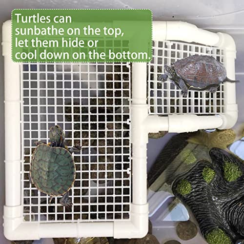 Fhiny Turtle Basking Platform, Tortoise Dock Plastic Resting Terrace Climbing Ramp Reptiles Habitat Terrarium Accessories Decor for Newts Lizard Gecko Hermit Crab - style: Basking Platform A