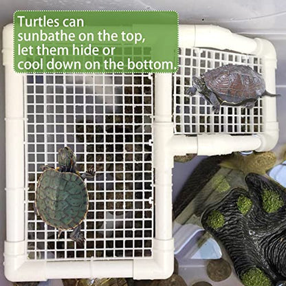 Fhiny Turtle Basking Platform, Tortoise Dock Plastic Resting Terrace Climbing Ramp Reptiles Habitat Terrarium Accessories Decor for Newts Lizard Gecko Hermit Crab - style: Basking Platform A