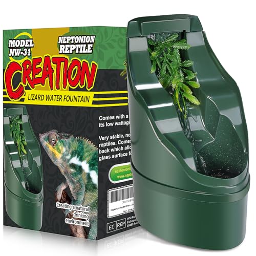 Reptile Chameleon Cantina Drinking Fountain Water dripper Comes with Feeding Tongs and Frosted Tweezer for Lizard Turtle Snake Spider Frog Gecko, Come with an Extra Pump for Replacement