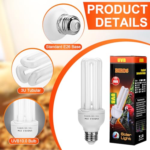 4 Pack UVB Reptile Light Bulb 23w 10.0 UVB Bulb for Desert Reptiles Pet Light for Turtle Compact Fluorescent Terrarium Lamp for Bearded Dragon, Lizard, Tortoise, Iguanas, Snake, Gecko