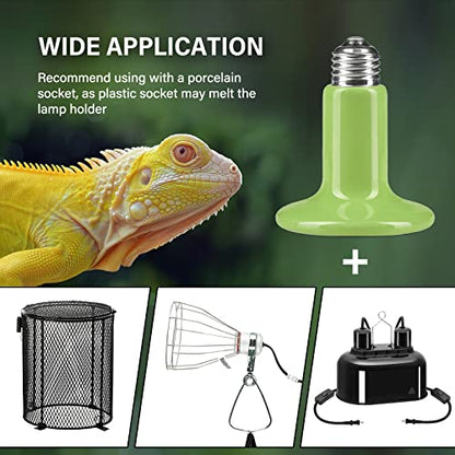 Simple Deluxe 150W 2-Pack Ceramic Heat Emitter Reptile Heat Bulb No Light, LCD Digital Aquarium Thermometer, for Reptile Amphibian, 2 Pack, Green - color: Green, size: 2 Pack