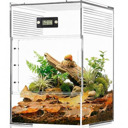 2 Pcs Magnetic Reptile Thermometer and Humidity Gauge Temperature and Humidity Monitor for Jumping Spider and Reptile Tank Mini Digital Hygrometer(Round) - color: Round