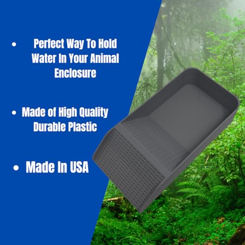 Hermit Crab, Lizard, Turtle, Amphibian XL Watering Pool | Platform Pool Accessory with Access Ramp for Pet Habitats | 9.75" x 5" | Made in USA (X-Large) (Salt Only, Gray) - color: Salt Only, Gray