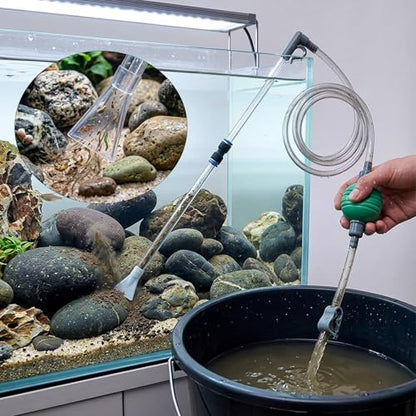 Aquarium Siphon Vacuum,Manual Water Changer Gravel Cleaner | with Duckbill Nozzle and Filter Head,Suitable for 5-10 Gallon Fish Tanks,Betta, Shrimp, Nano and Turtle Tanks