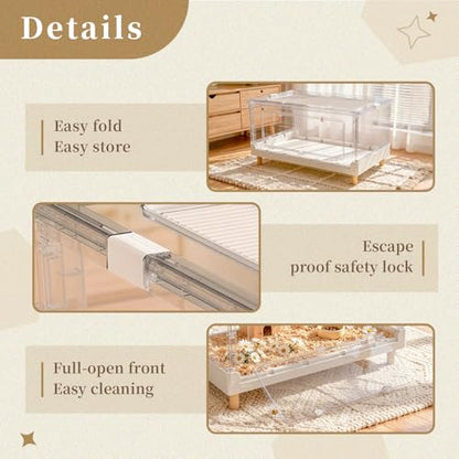 Hamster Cage Cozy Low Playhouse Hideout Castle Oasis | 470 Sq In roomy floor, bookshelf fit height, frosted privacy panel for tiny pets, rapid setup - size: 27.6"L x 17.0"W x 13.4"H