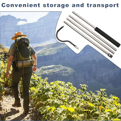 Snake Hook, 35"-65" Reptile Snake Hook Heavy Duty Long for Ball Python Rattlesnakes Rattle Copperhead Removal with Sponge Grip and Stainless Steel Rubber Tip Hook (55inch) - size: 55inch