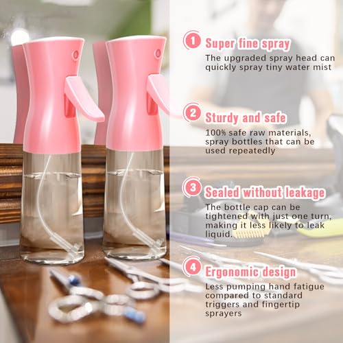 Spray Bottle,Fine Mist Spray for Hair,Ultra-Fine Continuous Spray Bottle for Skincare,Plant Care,Pet Grooming,Cleaning, Refillable Spray Container,Christmas Gift (1Pcs Light Pink 6.8oz) - color: Dark Pink-1 Pc, size: 6.8 Ounces