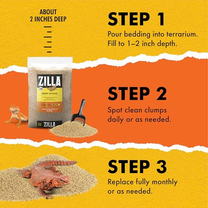 Zilla Desert Bedding, Substrate for Reptile Terrariums, Ideal for Bearded Dragons, Uromastyx, and More, 10 Quarts - size: 10 Quarts