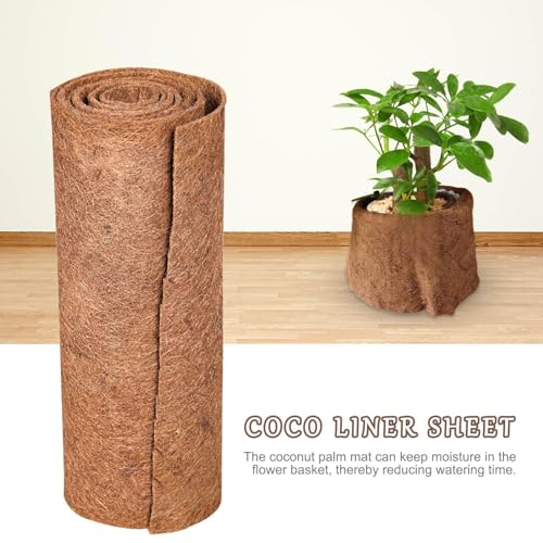 Natural Coco Coir Fiber Liner Roll, co-conut Fiber Pad Sheet, Hanging Basket Coco Liners, Coco Fiber Mat Reptile, Coco Fiber Replacement Liner for p-lanters Window Box Flower Basket Garden Decoration - size: 100x20 cm
