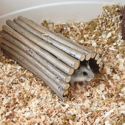 Natural Wooden Hamster Mouse Tunnel Tube, Small Animal Chew Toy for Rat Rodents
