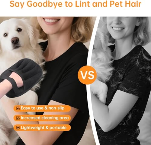 Magic Brush Pet Hair Remover Glove,Upgraded 5-Finger Electrostatic Pet Hair Removal Gloves for Couch, Carpet, Car Seat, Bedding, Furniture, Laundry,Reusable Animal Fur Removal Tool (Black-2PCS) - color: Black-2PCS