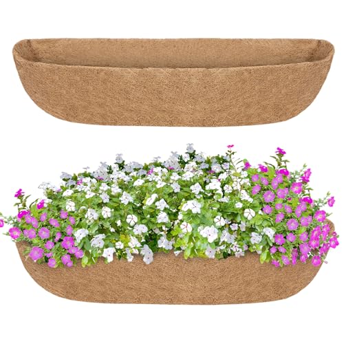 GreatBuddy 2 Pcs Coco Liners for Planters 48 Inch, Sturdy Window Box Liners, Perfect Planter Liners Replacement for The Old, 100% Natural, Easy to Straighten Out - size: 48 inch