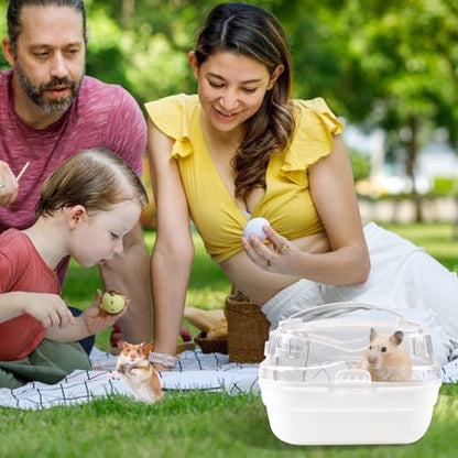 Hamster Carrier Cage with Water Bottle,Portable Hamsters Travel Cage Plastic Guinea Pig Carrying Cases Small Animal Carry Cage for Dwarf Hamsters Chinchillas Hedgehog Mouse(White) - color: 【White】