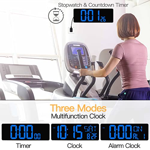 XREXS 17.2 Inch Large Digital Wall Clock with Remote Control | LED Large Display Count Up & Down Timer, Adjustable Brightness Plug-in Alarm Clock with Temperature for Home, Gym, Office - color: Blue