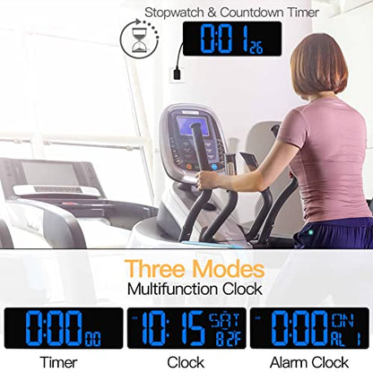 XREXS 17.2 Inch Large Digital Wall Clock with Remote Control | LED Large Display Count Up & Down Timer, Adjustable Brightness Plug-in Alarm Clock with Temperature for Home, Gym, Office - color: Blue