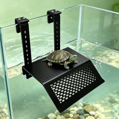 Hanging Acrylic Turtle Basking Platform Adjustable Height Turtle Dock with Ramp Perforated Floating Basking Shelf for Aquarium Water Tanks Reptile Terrapin Rest Sunning Spot (7.87x4.53x9.84 inch) - size: 7.87x4.53x9.84 inch